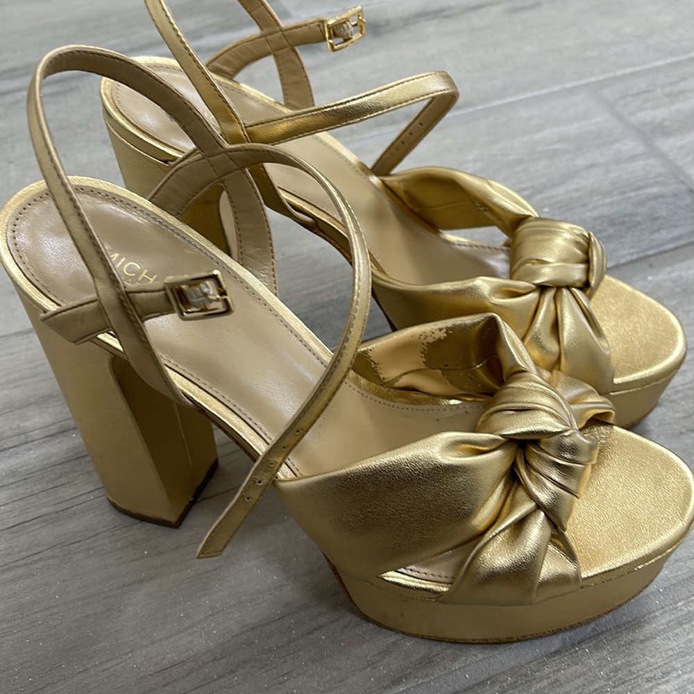 MICHAEL Michael Kors Josie Metallic Knotted Ankle Strap Platform Dress Sandals